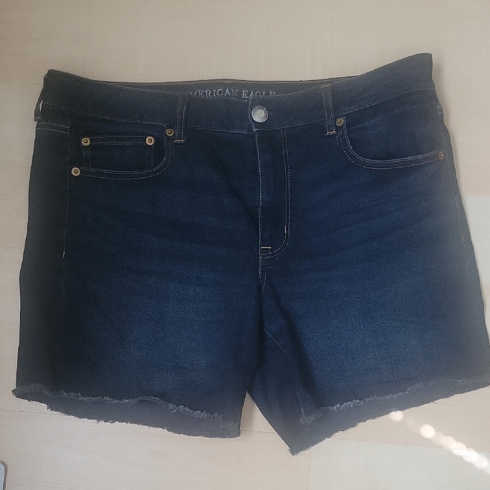 American Eagle Outfitters Blue Jean Shorts Frayed Hem